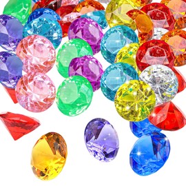 Pack of 60 for Children Large Small Gemstones Game, Diamonds, Decorative, Colourful, Gemstones for Children, Large, Diamonds Crystals, Colourful, for Vases, Table Decoration, Party Bags, Wedding,
