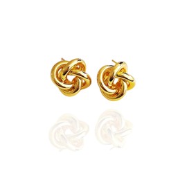 Aretes de Nudo para Mujer en Acero Inoxidable con Chapado en Oro, Joyería Elegante y Duradera, Aretes Pequeños de Moda