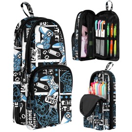 LISEVO Cute Game Pencil Case,Unique Aesthetic 3D Schoolbag-Shaped Pencil Pouch for Girls Boys Kids Women,Big Capacity Pen and Pencil Stationery Organizer Bag with Zippers for School Office