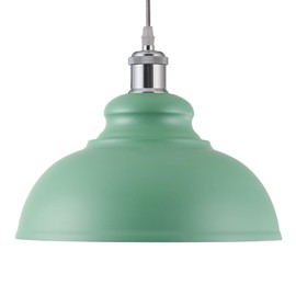 iTrend Metal Ceiling Lamp Shade - Easy Fit Light Pendant - Modern Ceiling Lighting Shade for Bedroom, Hallway, Office, Café, Restaurant - Industrial Light Shade Ceiling Pendant (Green/Inner White)