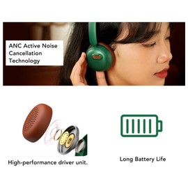 Over Ear Wireless Headphones, Noise Cancelling Retro Bluetooth 5.4 Headphones, Lossless Sound, Lightweight Comfortable for Travel Home (Green)