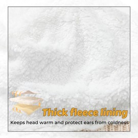 PONCEAU Fleece Beanie hat for Women Winter Warm Knitted hat for Ladies Slouchy hat Yellow