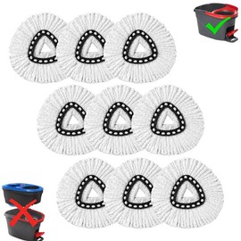 Spin Mop Replacements Head Compatible with Ocedar EasyWring 1-Tank System,Microfiber Spin Mop Refills Head, 1 Mop Scrub Brush + 1 Mop Base Set + 5 Mop Heads Cleaning Floor Mop Head:_3pcs Scrub Brushes