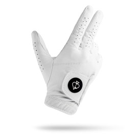 Pins & Aces - Ghost White Golf Glove Design - Premium AAA Cabretta Leather, Long-Lasting Durable Tour Glove for Men or Women - Premium Leather Golf Glove Left & Right Hand (Large, Right)