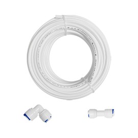 PAROAD 15 m 6.35 mm (1/4 inch) Fridge Hose, Water Inlet Line Connection Set for Refrigerator, Side by Side, Water Hose, Reverse Osmosis System, Aquarium, (I + L Shape Quick Connector)