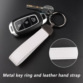 Turcee Leather Keychain, Creative Personality Key Fob, Car Accessories Universal Keychain for Men and Women (White)