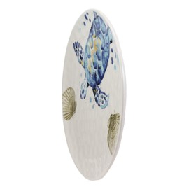 Ebros Nautical Marine Coastal Blue And White Sea Turtle Ceramic Dinnerware For Beach Party Hosting Kitchen And Dining Earthenware Serveware (Round Dinner Plate 11"D, 1)