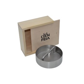 OXNFEIA Burger Press Stainless Steel 2-Piece Set with Wooden Box - Hamburger Press Ideal for Evenly Shaped Patties and Barbecue Enjoyment - Sustainable, Dishwasher Safe & Rustproof, Diameter 11 cm