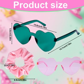 SAVITA 6pcs Scrunchies & 6pcs Heart-Shaped Sunglasses, Witch Party Decorations Fabric Hair Accessories Elastic Hair Ties Plastic Sunglasses for Women Girls Themed Party Supplies