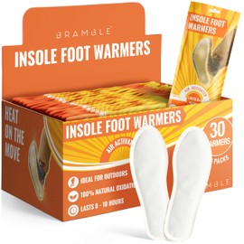 Bramble Insole Foot Warmers - All-Natural Odorless Air-Activated Warmers - Up to 10 Hours of Heat - 15 Pair (30 Warmers)
