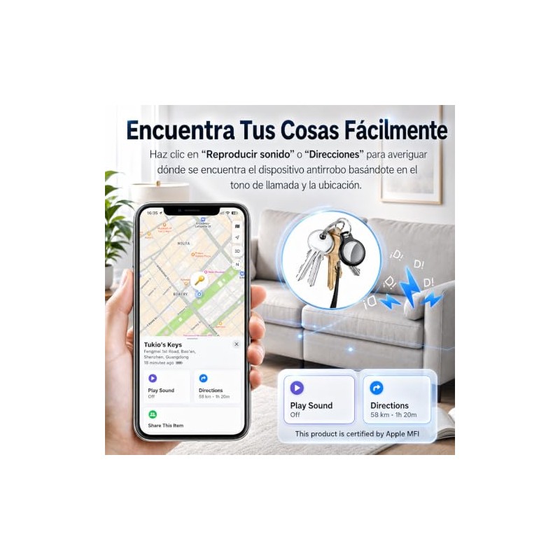[Certificación Apple MFi] Smart Finder 4 Pack Compatible con Apple