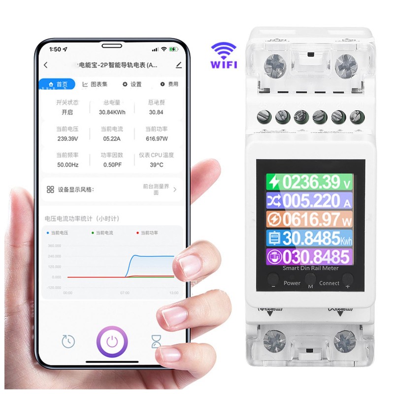 WiFi Smart Energy Meter Single Phase Electricity Usage Monitor DIN