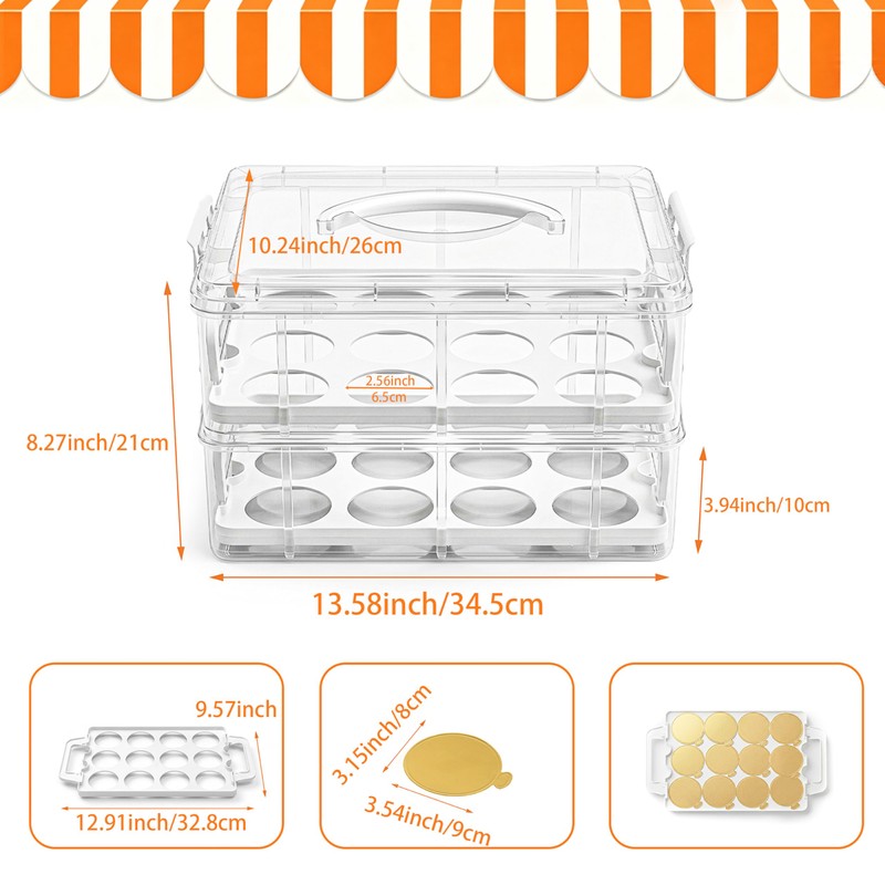 YFEEN Cupcake Carrier with Lid and Handle 24 Hole with