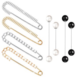 8 Pcs Brooch Pins for Women, Brooch Pns Safety Pins for Crafting, Faux Crystal Pearl Brooches for Clothing Dresses Jeans Decoration Accessories