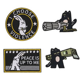 4pcs I Choose Violence Patches, Funny Morale Patches Animal Embroidery Patch Military Patches Applique Patches for Backpacks, Dog Harness, Jackets, Hats, Vests