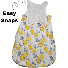 AnnLouise ANN LOUISE Quilted Baby Sleep Sack, Viscose Bamboo Cotton, Wearable Blanket, Infant Swaddle Transition, Sleeping Bag, Self-Soothing, Two-way Zipper, Newborn to Toddler, Large, White, Yellow
