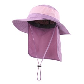 Connectyle Women's UPF 50+ Mesh Safari Hat, Wide Brim, Sun Protection, Farming Work Hat, UV Protection, Gardening, Fishing Hat, Purple, purple
