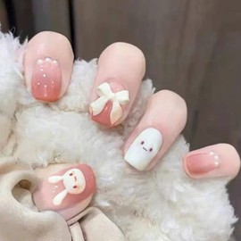 Cute Bunny Press-on Nails - Easter Rabbit Designs, Short & Long, Pink & More for Women & Girls Full Cover False Nail Tips