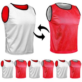 SPORTSBIBS 6 x Football Bibs for Children and Adults - Set of 6 - Reversible Bibs 2 Colours, Training Bibs, Marking Shirt Double-Sided for Men and Women Juniors Seniors