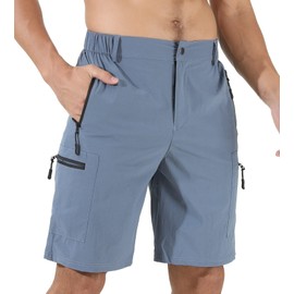 Suwangi Men's Cargo Hiking Shorts Outdoor Lightweight Quick-Dry Shorts Golf Walking Climbing Fishing Short with Zipper Pockets Cobalt Blue