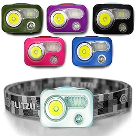 BLITZU Rechargeable Led Headlamp for Adults and Kids. Super Bright Cree Outdoor Headlight Headlamps. Head Lamp with Red Safety Light. Great for Running, Camping, Reading, Hiking at Night Time. White