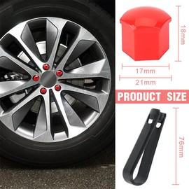 MEXRUMI Pack of 20 Universal 17 mm Plastic Nut Cover Cap Screw Car Nut Covers Bolt Hub Caps with Removal Hook (Red)