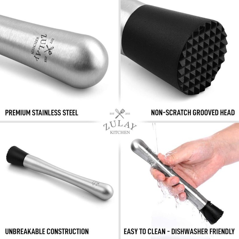 Zulay Kitchen (8 inch) Stainless Steel Muddler for Cocktails