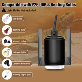 LURMMUE Reptile Ceramic Socket Heat Lamp Fixture, 2Pcs Terrarium Clamp Light Holder for Lizard, Gecko, Snake, Bearded Dragon, Dual On/Off Switch, 300W Max (Bulbs Not Included)