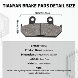 TIANYAN Brake Pads set Front and Rear Replacement for Honda GL1500 Goldwing/SE/L 1990-2000 GL1500 GL 1500 Goldwing 1500 1988-2000 GL1500 A Aspencade/I Interstate 1990-2000 Semi-metallic