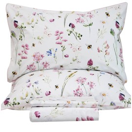 Queen's House Bedding Egyptian Cotton Floral Sheets Queen Size Set-E