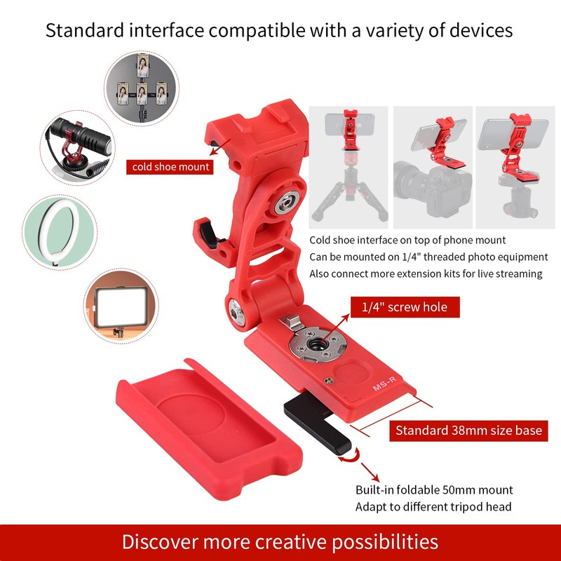IFOOTAGE Phone Tripod Mount, Smartphone Tripod Adapter with 38mm/50mm Base