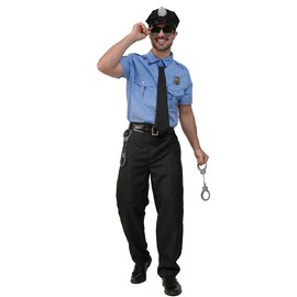 KalcyKizz Adult Police Uniform Costume for men （Lake Blue）
