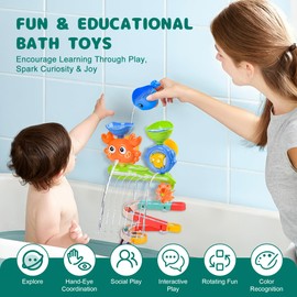FeinKulturia Bath Toy Baby Bath Toy Water Toy Children Set from 3 Years with DIY Double Rail Game, Suction Cups, Capsules and Balls, Gift for Girls Boys