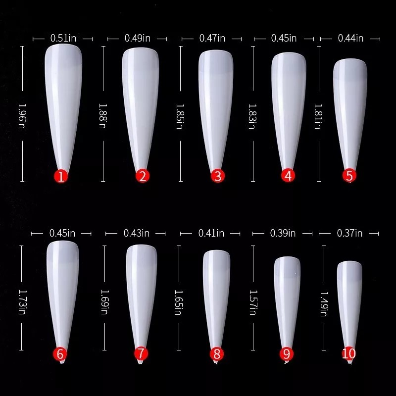 Lé Mussa Tips 500 Piezas Uñas Postizas Stilleto Estileto Larga