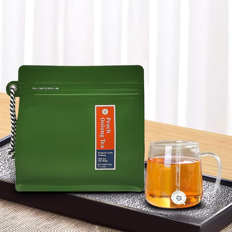 RIANTEA Peach Oolong Tea Bags - 32 Individually Wrapped Teabags
