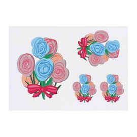 4 x 'Bouquet Of Flowers' Temporary Tattoos - Water Resistant, Skin-Safe, Non-Toxic Transfers, Mixed Sizes (TO00084722)