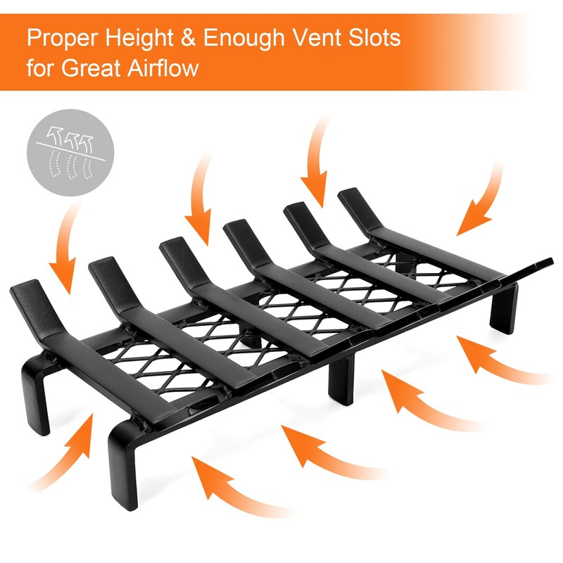 WILLOW WEAVE 13" Fireplace Grate with Ember Retainer, Wood Stove