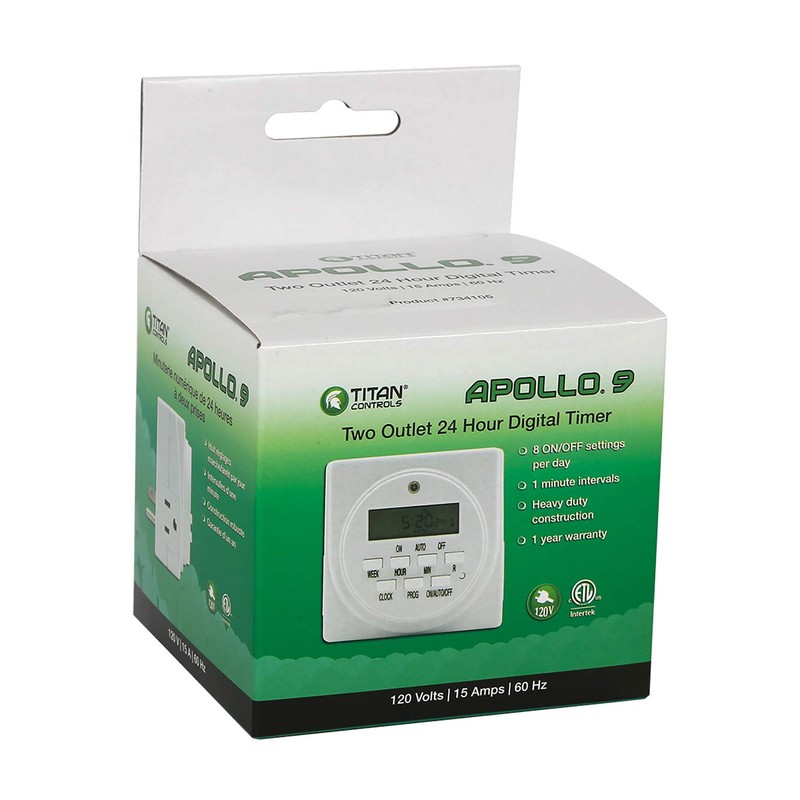 Titan Controls Apollo 9, Two Outlet 24 Hour Digital Timer,