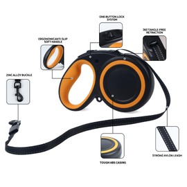 Huitban 16 Ft Retractable Dog Leash，360° Tangle-Free Heavy Duty Great Leash for Dog up to 110lbs with Anti-Slip Handle，Dog Walking Leash Suitable for Large, Medium, Small Dogs(Black,L)