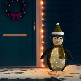 Heemab Decorative Christmas Snow Penguin Figure with LED Lights, 4 ft, Durable Fabric and Steel, Indoor/Outdoor Use