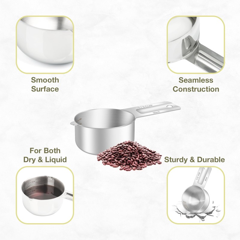 BERYLER 1PCS 1/3Cup (80ml, 2.6oz) Single Measuring Cup, Etched Inner