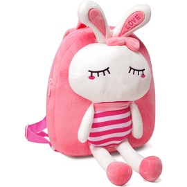 VASCHY Toddler Backpack, Cartoon Animal Children's Backpack Plush Mini School Bags for 2-4 Years Old Baby Kids Girls, Gift for Kindergarten Kids,Pink Rabbit