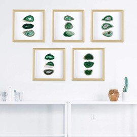 Rockcloud 8.8 inches Framed Agate Slice/Natural Agate Geode Gemstone Wall Decor Living Room Dorm Wedding Wall Art Table Top Display Home Decoration, Green