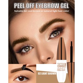 Light Brown Peel Off Eyebrow Tinting Gel Kit,2Pcs Peel Off Tinted Brow Waterproof Long-lasting,Transfer-proof Tattoo Eye Brow Last Up to 3 Days Easy Peeloff Brows Makeup Gift Fuller&Defined Looking-02