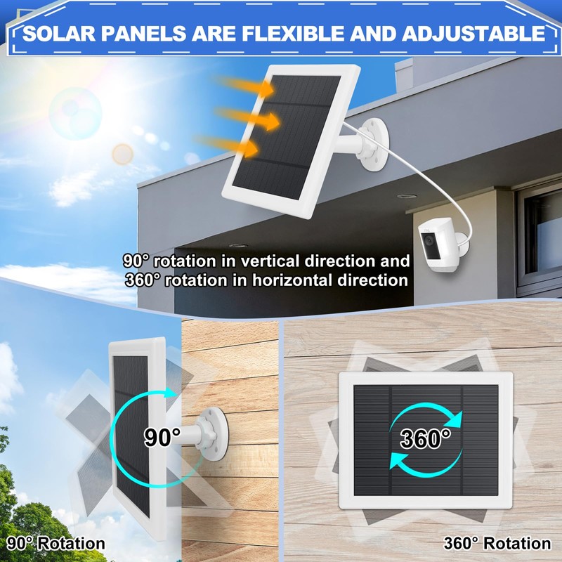 Solar Panel for Ring Doorbell 5W 12V Solar Charger Pefect