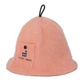 Totonoi Japan Sauna Hat, Cotton, Towel, Cute, Ladies, Men's, Stylish, Quick Drying, Deep Towel Fabric, Prevents Overheating, Includes Key Pocket, Hair Care, Unisex, orange, Free size