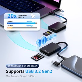 JJC CFexpress Type A Card Reader with USB 3.2(Gen 2) 10Gbps, USB C/USB A 2-in-1 Type B CFexpress Adapter, Compatible with Wins/Mac OS/Linux/Android (Only for CFexpress Type A Card)