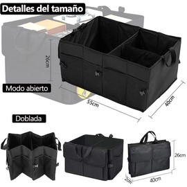 Plegable Organizador de Cajuela, Organizador de Almacenamiento Compartimentos Múltiples Portátil Plegable para vehículo, con Espacio para Botellas, Múltiples Compartimentos Exteriores e Interiores