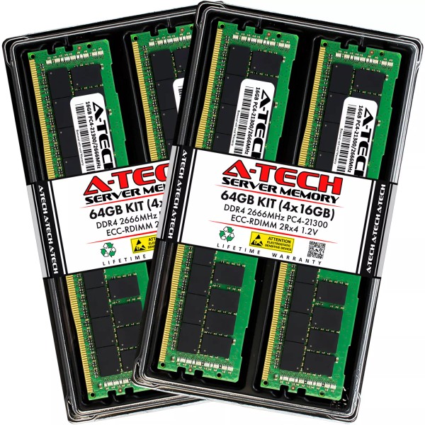 A-Tech 64GB 4x 16GB PC4-2666 RDIMM Supermicro X10DRH-CLN4 X10DRL-C X10DRU-i+