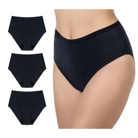AIRCUTE Washable Urine Absorbency Incontinence Underwear for Women Bladder Leak Proof Cotton Panties 60ML 3 Pack(Black, 3X-Large)